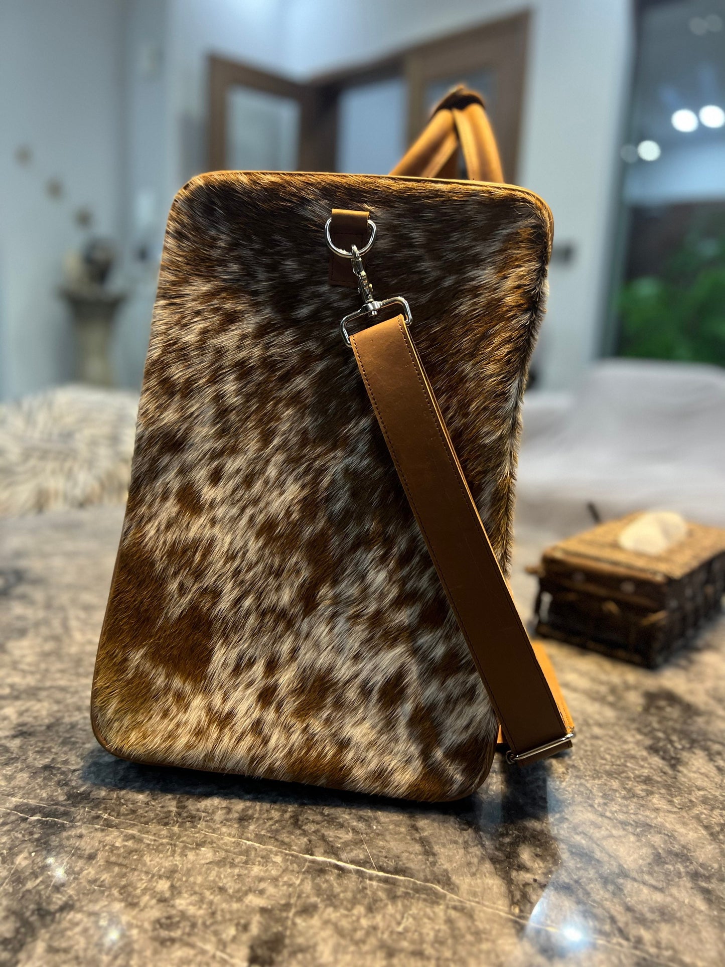 Cowhide Mega Duffel Bag cow leather Hand Bags Cowhide Hand Bags, Baby Weekender Hand Bag, Ladies Hand Bags, Leather Woven hand knotted