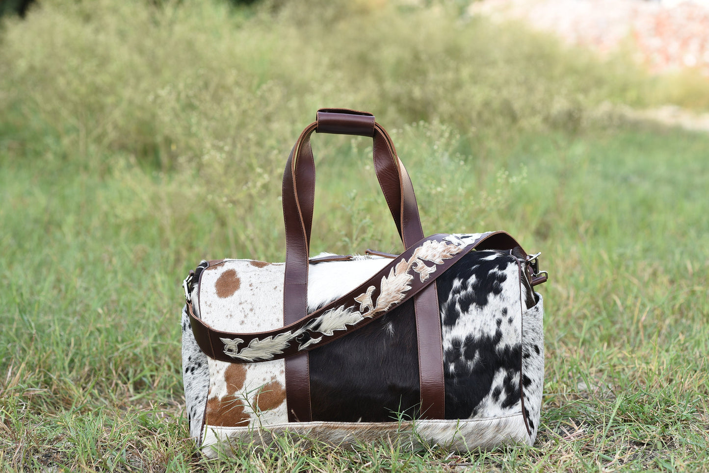 Cowhide Duffel weekender Bag Handbags Cowhide Handbags, Baby Weekender Handbag, Ladies Handbags, Leather Bags DB 1001